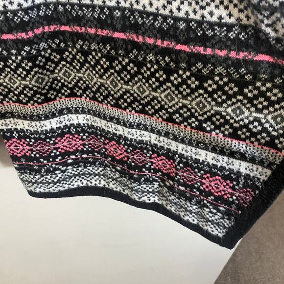 Torrid Fair Isle Open Front Knit Draped Cardigan Black White Pink Sz 3X - Picture 6 of 10
